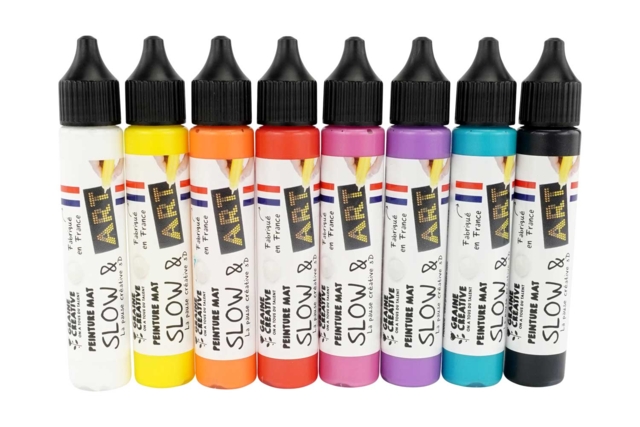 Set de 8 stylos 3D - couleurs opaques - Peinture relief 3D pour effets de matière et créations en volume - 10doigts.fr