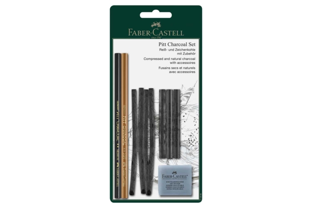 Set de fusains Pitt Charcoal - 10 pièces - Crayons graphite et mines pour le dessin - 10doigts.fr