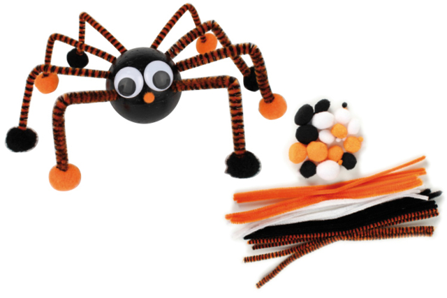 Set de pompons et chenilles Halloween - Accessoires créatifs Halloween - 10doigts.fr
