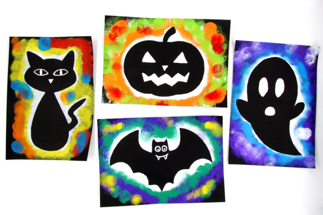 Silhouettes Halloween avec de la peinture - Tampons mousse, éponges - 10doigts.fr