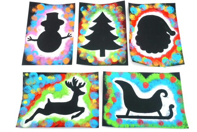 Silhouettes Noël avec de la peinture - Peinture gouache 10doigts : la qualité professionnelle pour les enfants - 10doigts.fr