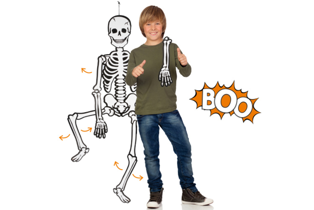 Squelette géant fluorescent la nuit et articulé - Kits créatifs Halloween - 10doigts.fr