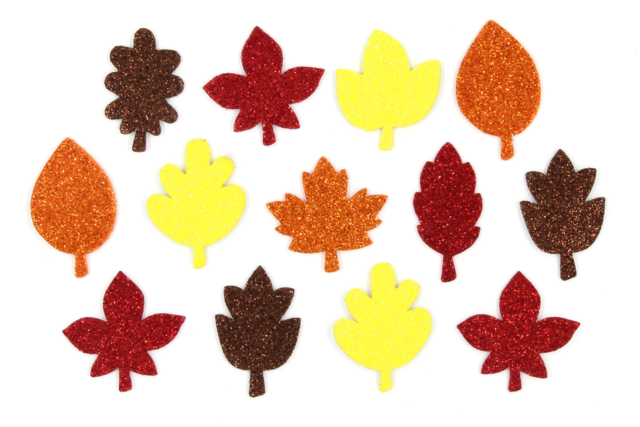 stickers feuilles d'arbres en caoutchouc pailleté - Stickers mousse : donnez du volume à vos créations - 10doigts.fr