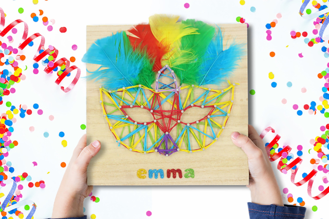 String Art : Masque de carnaval - Plumes décoratives - 10doigts.fr