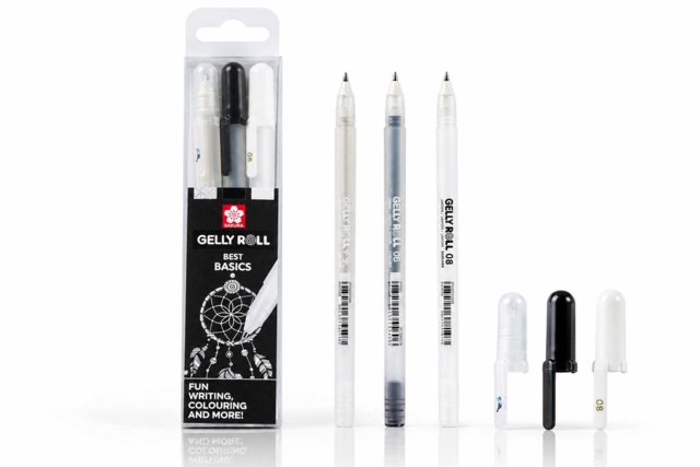 Stylos Gel Sakura Gelly Roll — Noir Blanc et Pailleté - Feutres calibrés et fineliners pour le dessin de précision - 10doigts.fr