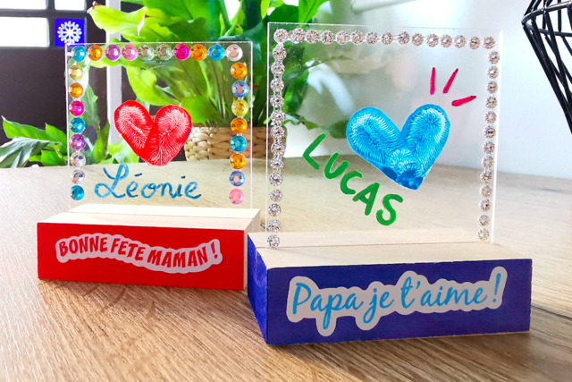 support en verre bonne fête - Gommettes Fête des parents : personnaliser vos cadeaux avec amour - 10doigts.fr