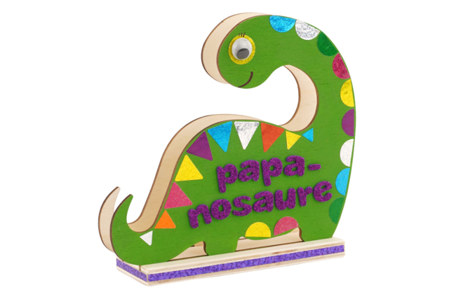 support papa dinosaure pour téléphone - Objets bois pour le bureau - 10doigts.fr