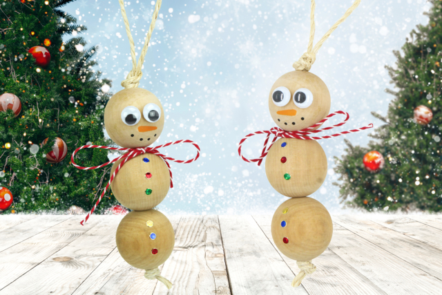 Suspension bonhomme de neige en perles - Strass autocollants - 10doigts.fr