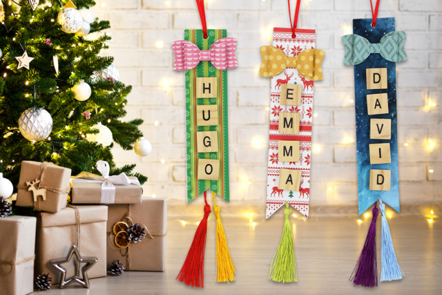 Suspension de Noël avec prénom - Décorations à coller - 10doigts.fr