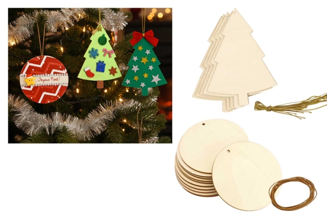 Suspensions en bois à décorer - formes au choix - Objets en bois Noël - 10doigts.fr