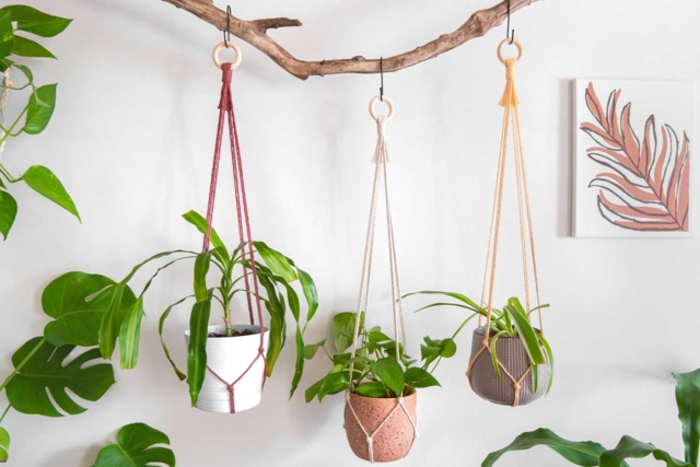 suspensions macramé anneaux en bois - Perles Bois - 10doigts.fr