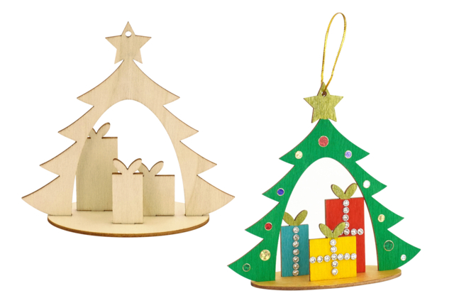 Suspensions sapin en bois à décorer - Objets en bois Noël - 10doigts.fr