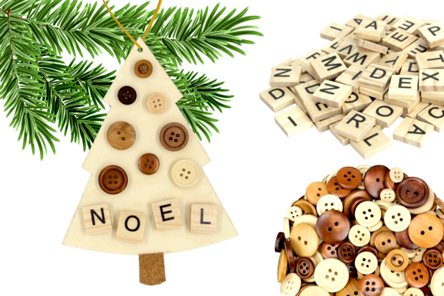 Suspensions sapins en bois noel - Suspensions décoratives en bois - 10doigts.fr