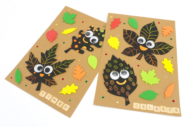 Tableau collage feuilles d'automne - Stickers mousse : donnez du volume à vos créations - 10doigts.fr