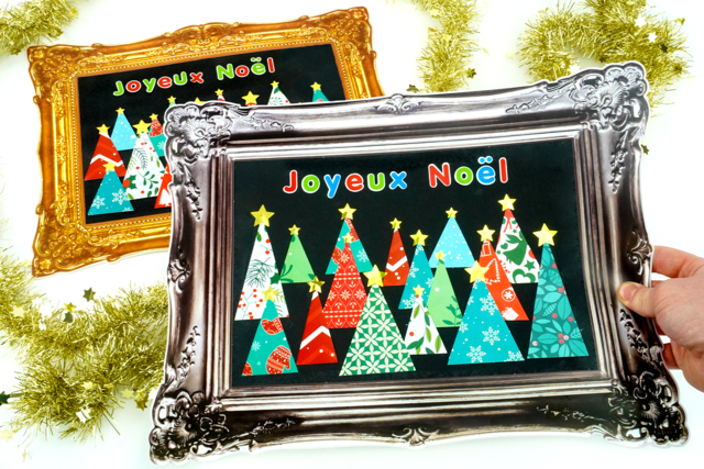 Tableau "Forêt de sapins de Noël" - Papiers saisonniers - 10doigts.fr