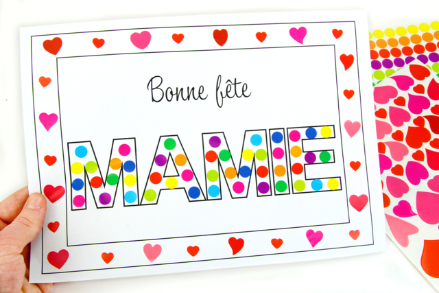 Tableau gommettes - Bonne fête mamie - Gommettes formes assorties : un univers pour créer sans limite - 10doigts.fr