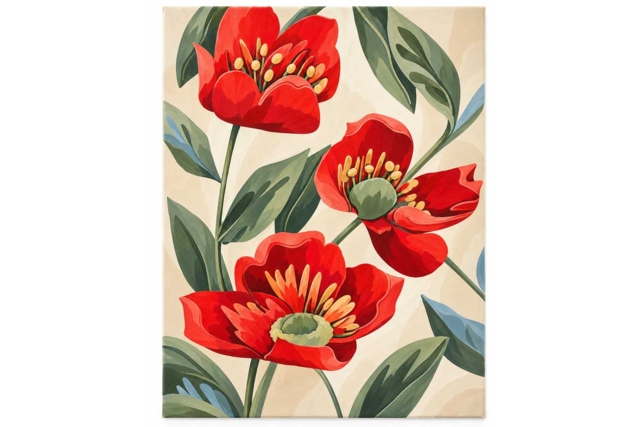 tableau les coquelicots - Châssis et Cartons toilés - 10doigts.fr