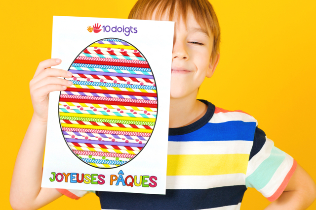 Tableau œuf de Pâques avec des pailles en carton - Vaisselle jetable et réutilisable - 10doigts.fr