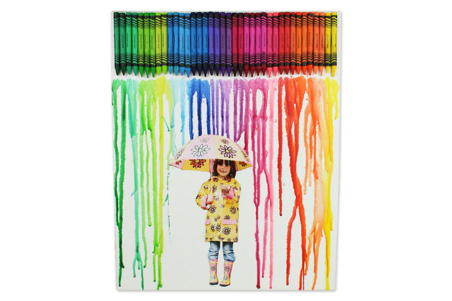 tableau pluie de couleur avec crayons de cire fondus - Châssis et Cartons toilés - 10doigts.fr