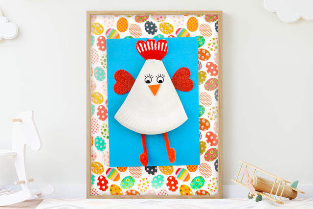 Tableau poule de Pâques - Papiers saisonniers - 10doigts.fr