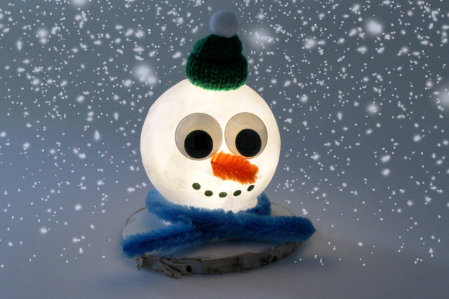 Tête de bonhomme de neige lumineuse - Boule à neige, Cloche - 10doigts.fr