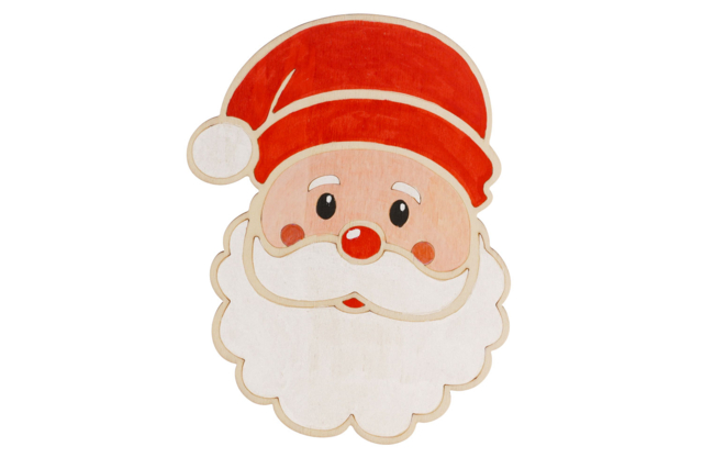 Tête de père Noël en bois - 20 cm - Objets en bois Noël - 10doigts.fr