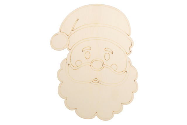 Tête de père Noël en bois à décorer - Objets en bois Noël - 10doigts.fr