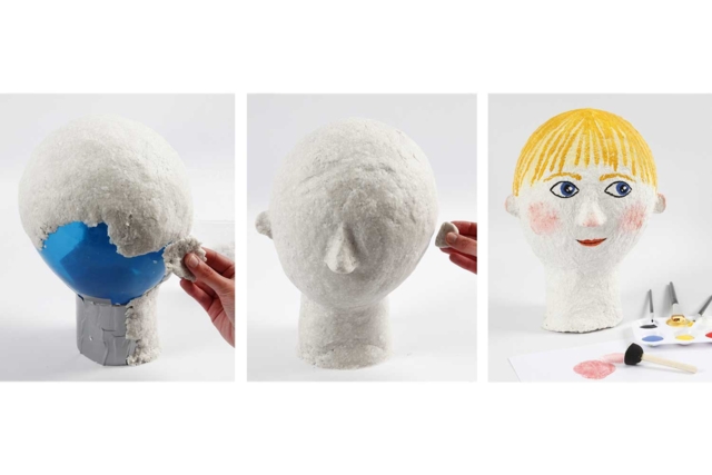 tête en papier mâché - Papier mâché - Pâtes auto-durcissantes - 10doigts.fr