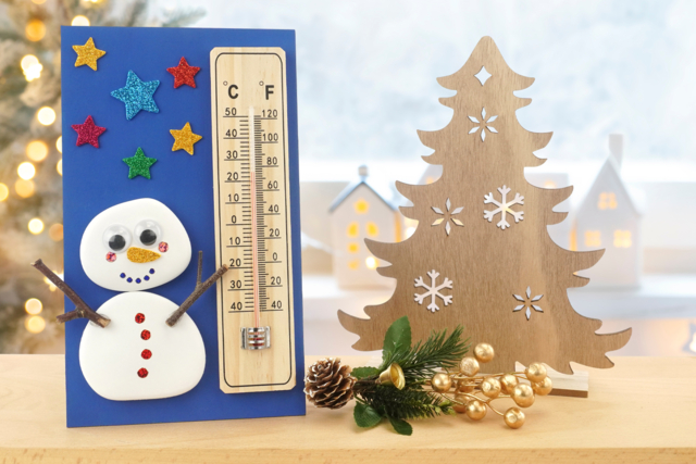 Thermomètre bonhomme de neige - Thermomètres à décorer et à fabriquer - 10doigts.fr