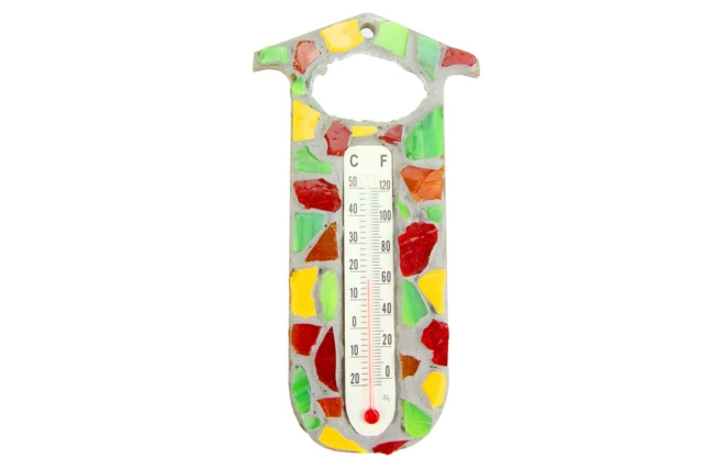 thermometre mosaiques vertes - Thermomètres à décorer et à fabriquer - 10doigts.fr
