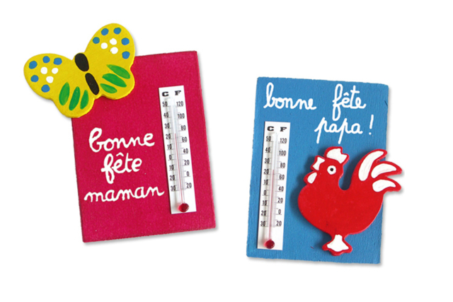 thermomètre sur planchette décorée en bois - Thermomètres à décorer et à fabriquer - 10doigts.fr