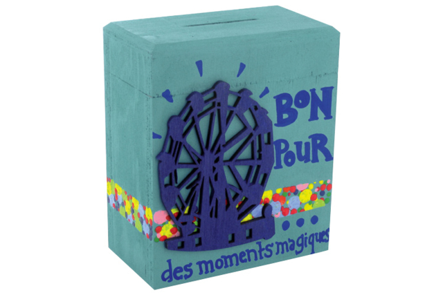 Tirelire en bois peinture - Objets bois pour le bureau - 10doigts.fr