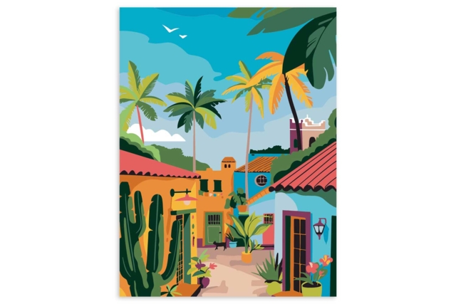 toile village mexicain - Peinture aux numéros : découvrez l'art du tableau numéroté pour tous - 10doigts.fr