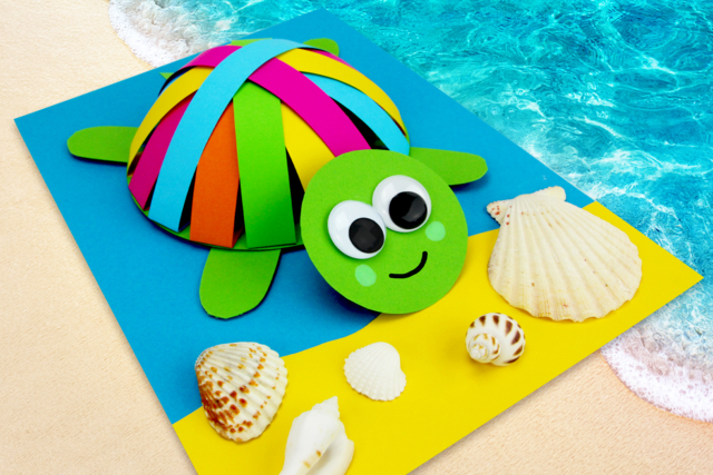 Tortue en papier - Yeux mobiles - 10doigts.fr