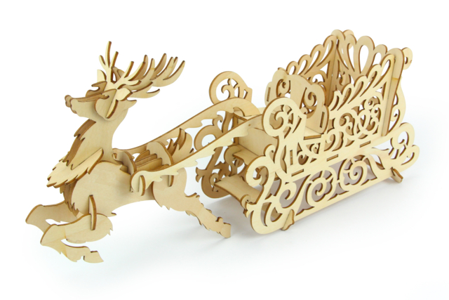 traineau à monter en bois - Objets en bois Noël - 10doigts.fr
