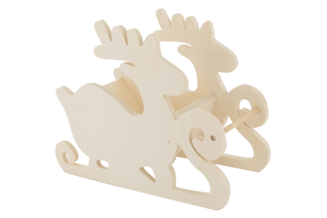 traineau renne en bois - Objets en bois Noël - 10doigts.fr