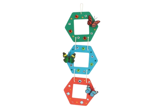 Trios de petits cadres photo hexagonal - Cadres photos en bois - 10doigts.fr