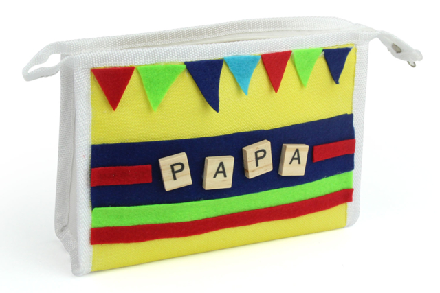 trousse de toilette papa - Coton, lin - Textiles - 10doigts.fr