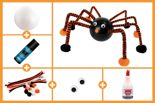 tuto araignée pompons halloween - Accessoires créatifs Halloween - 10doigts.fr