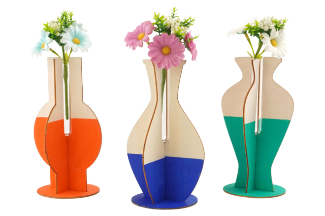 vase en bois fleurs fête des mères - Objets bois pour la maison - 10doigts.fr