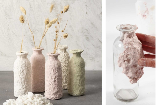 vase en papier mâché - Papier mâché - Pâtes auto-durcissantes - 10doigts.fr