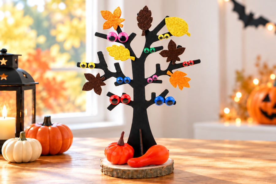 Arbre d’Halloween aux yeux rigolos
