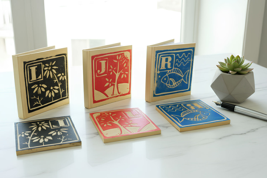 Carnets Initiale Linogravure
