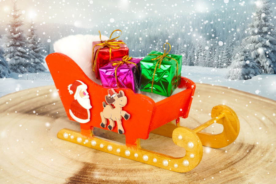 Le joli traineau du père Noël en bois