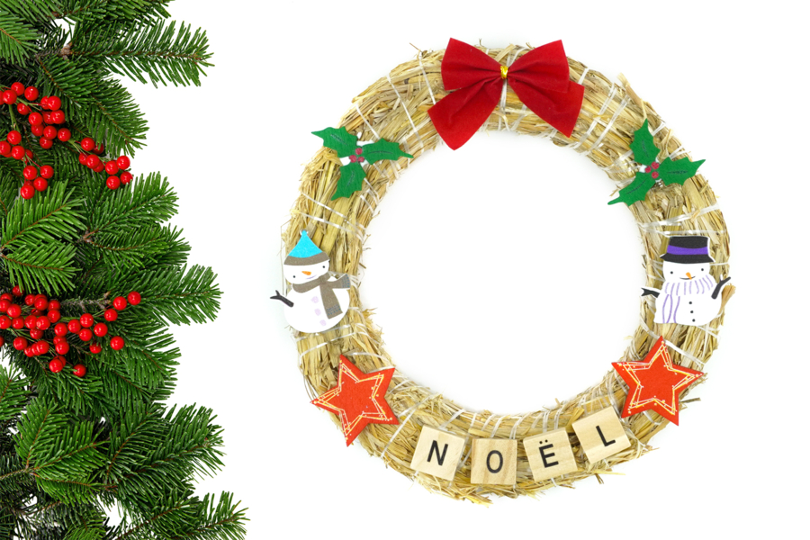 Couronne de Noël en paille
