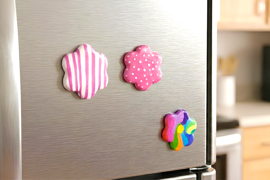 Magnets fleurs en argile autodurcissante