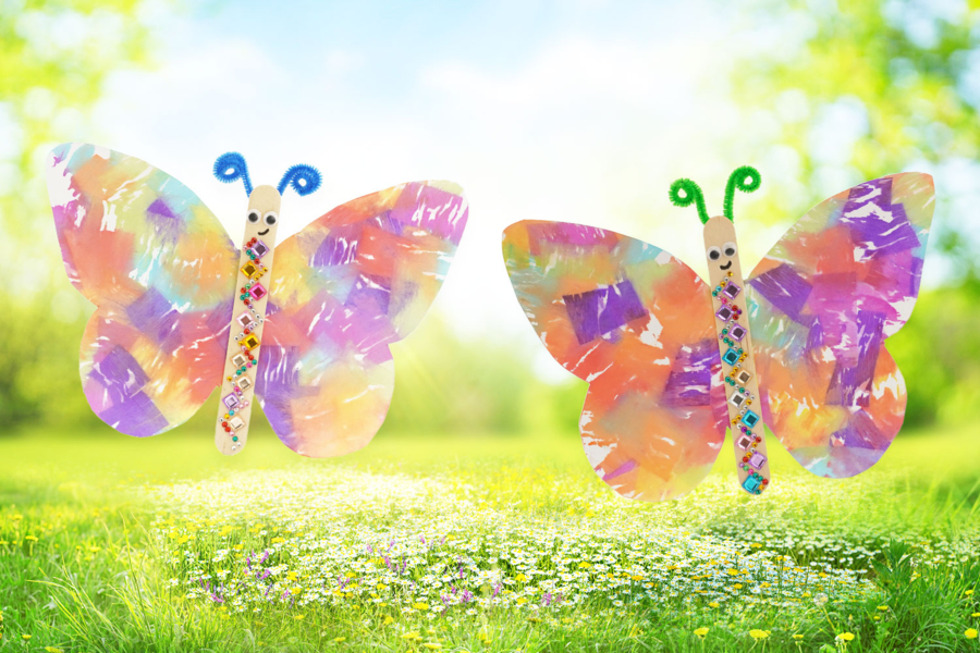 Peinture avec du papier crépon - papillon