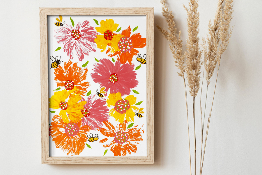 Peindre des fleurs avec des sacs en plastique