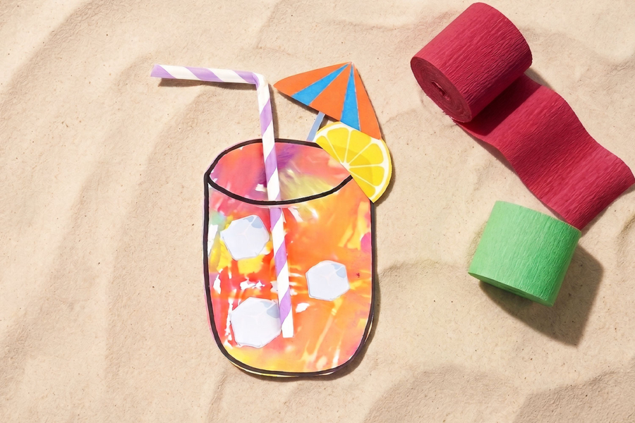 Peinture avec du papier crépon - Cocktails d'été