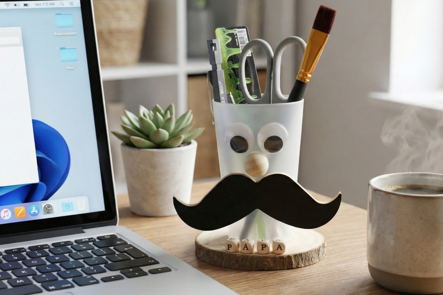 Pot à crayons moustache
